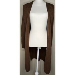 J.Crew women's open face cardigan brown long sleeve two pockets side slits Small